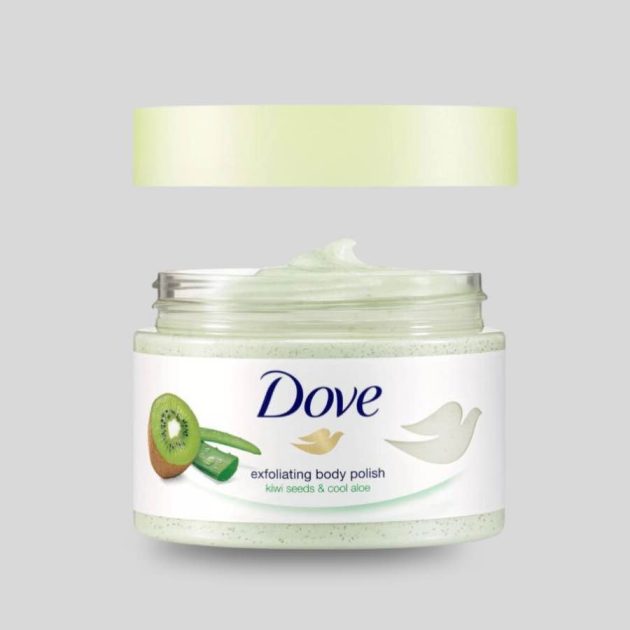 Dove Exfoliating Body Polish Kiwi & Aloe Body Scrub, 10.5 oz